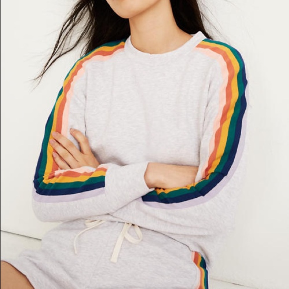 Madewell Rainbow-Inset Crop Sweatshirt